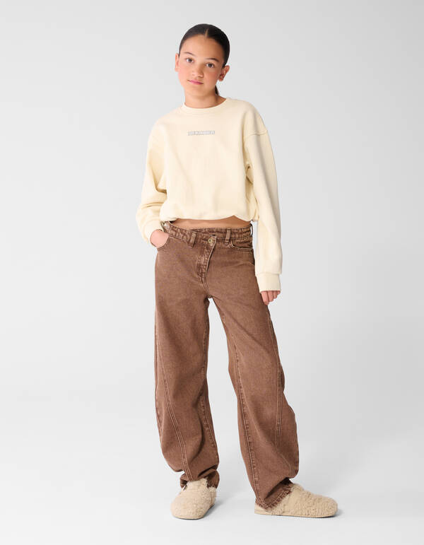 Asymmetische Barrel Fit Jeans Bruin SHOEBY GIRLS