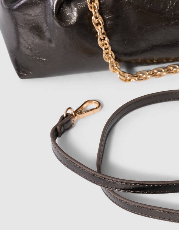 Shiny Chain Clutch Donkergrijs SHOEBY ACCESSOIRES