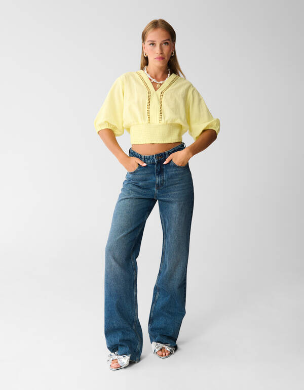 Wide Leg Fit Jeans Extra Lang Donkerblauw SHOEBY WOMEN