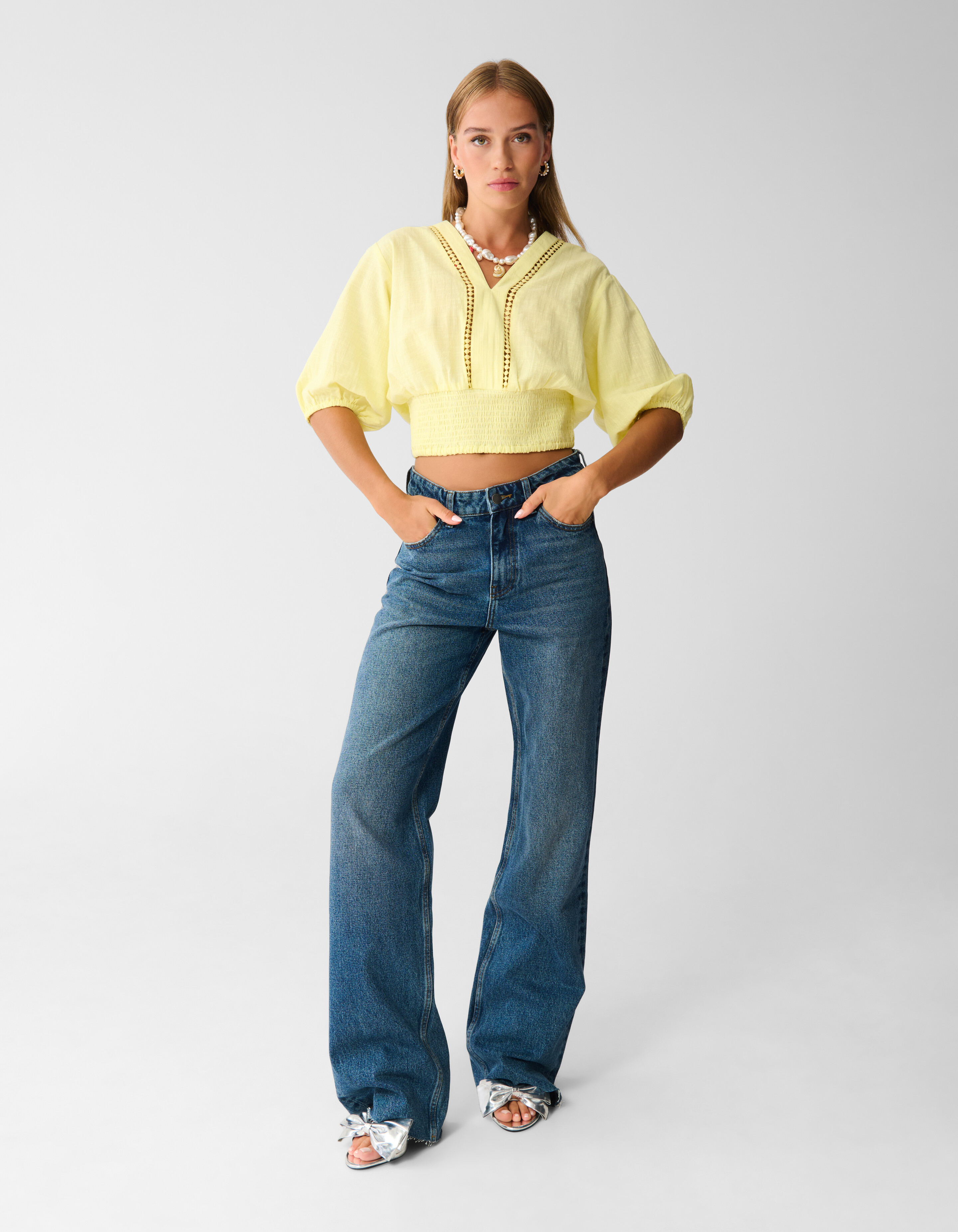 Wide Leg Fit Jeans Extra Lang Donkerblauw SHOEBY WOMEN