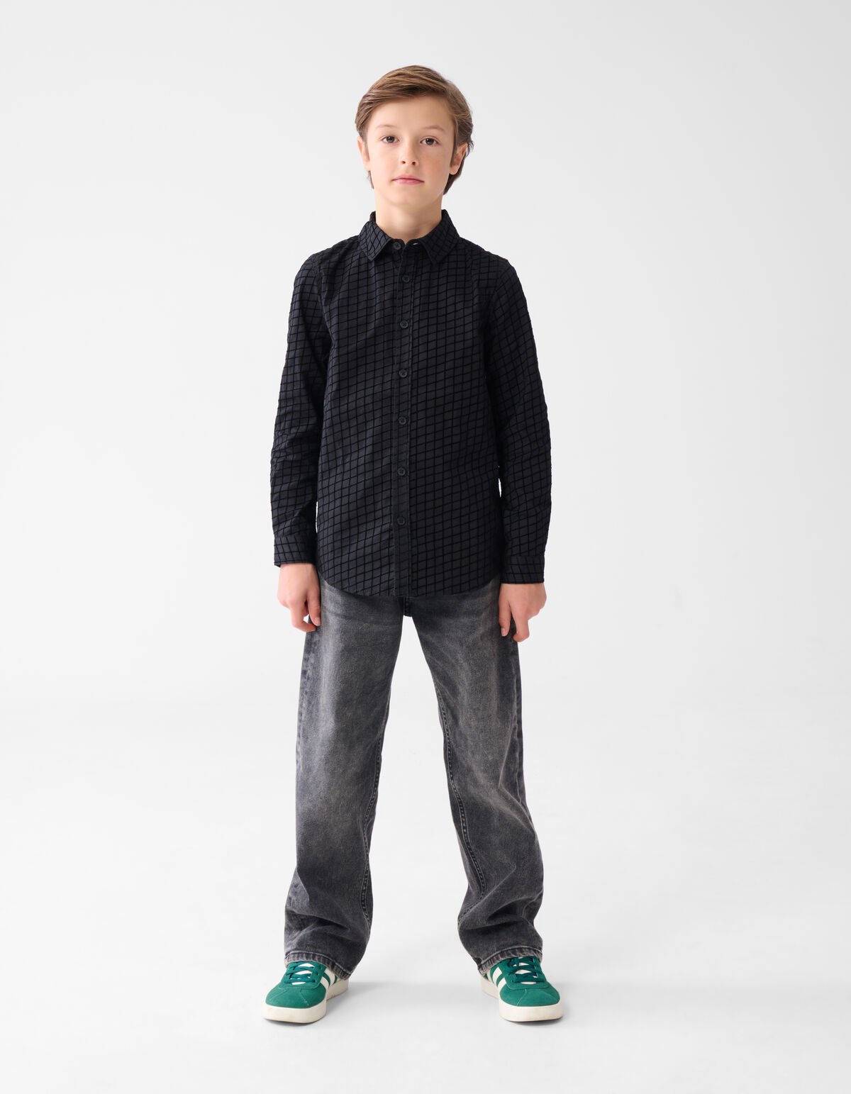 Flock Print Overhemd Zwart SHOEBY BOYS