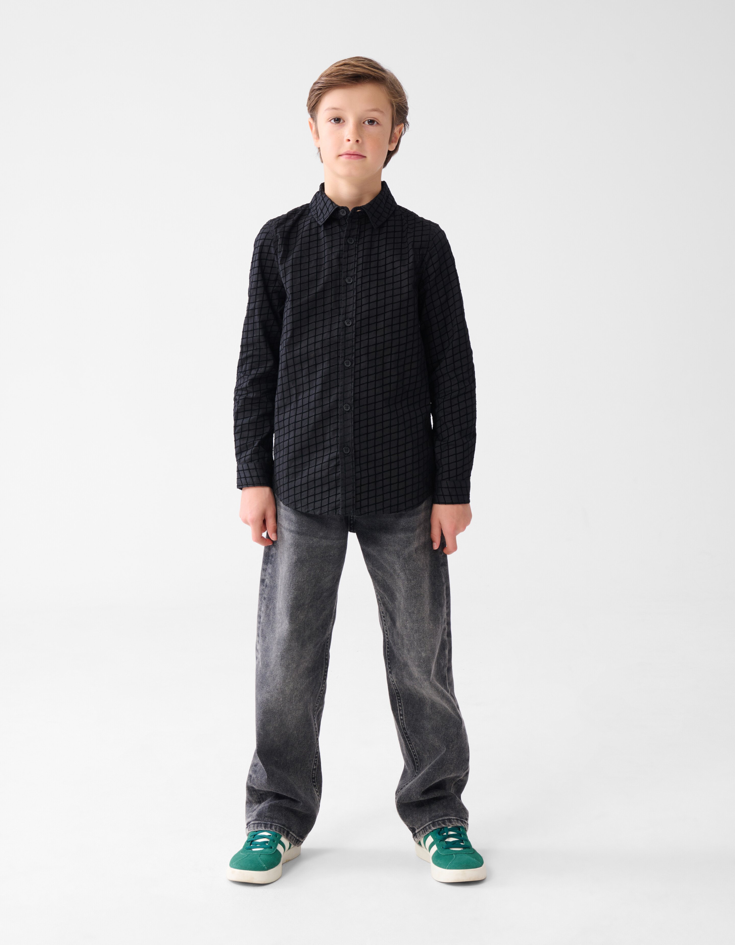Flock Print Overhemd Zwart SHOEBY BOYS