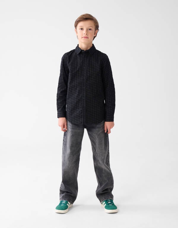 Flock Print Overhemd Zwart SHOEBY BOYS