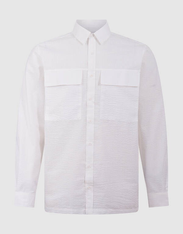 Seersucker Overhemd Wit SHOEBY MEN