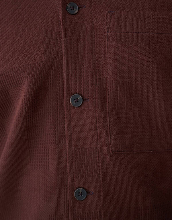 Ruiten Jacquard Overhemd Donkerrood SHOEBY MEN