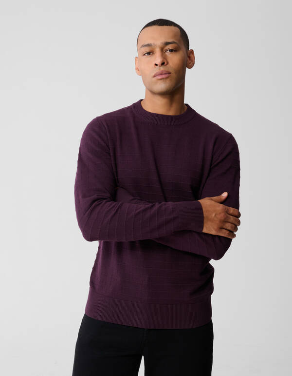 Structuur Gebreide Trui Donkerrood SHOEBY MEN