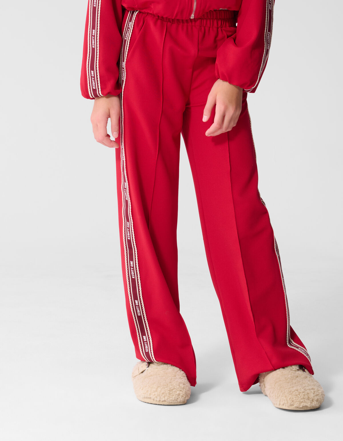 Tape Wide Leg Fit Broek Rood SHOEBY GIRLS