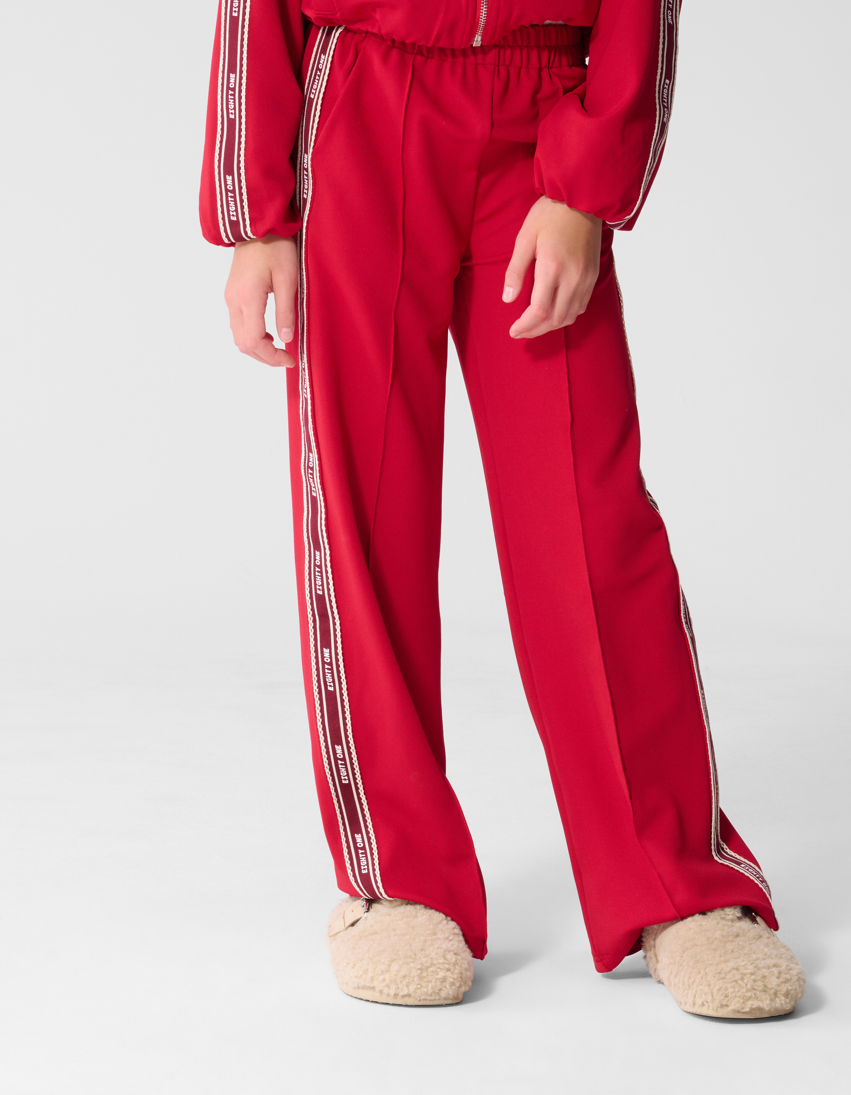 Tape Wide Leg Fit Broek Rood SHOEBY GIRLS