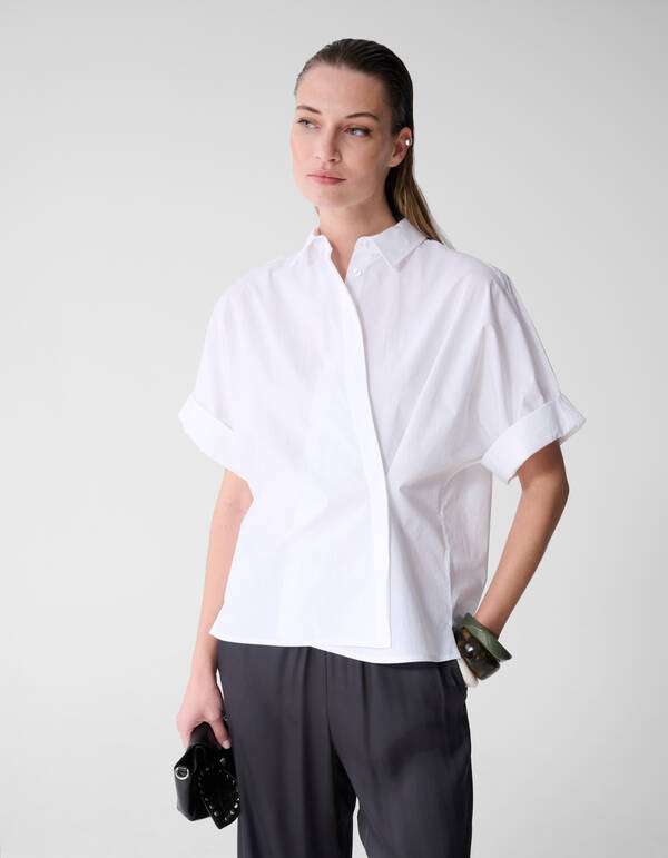 Oversized Short Sleeve Blouse Wit By Lonneke SHOEBY WOMEN