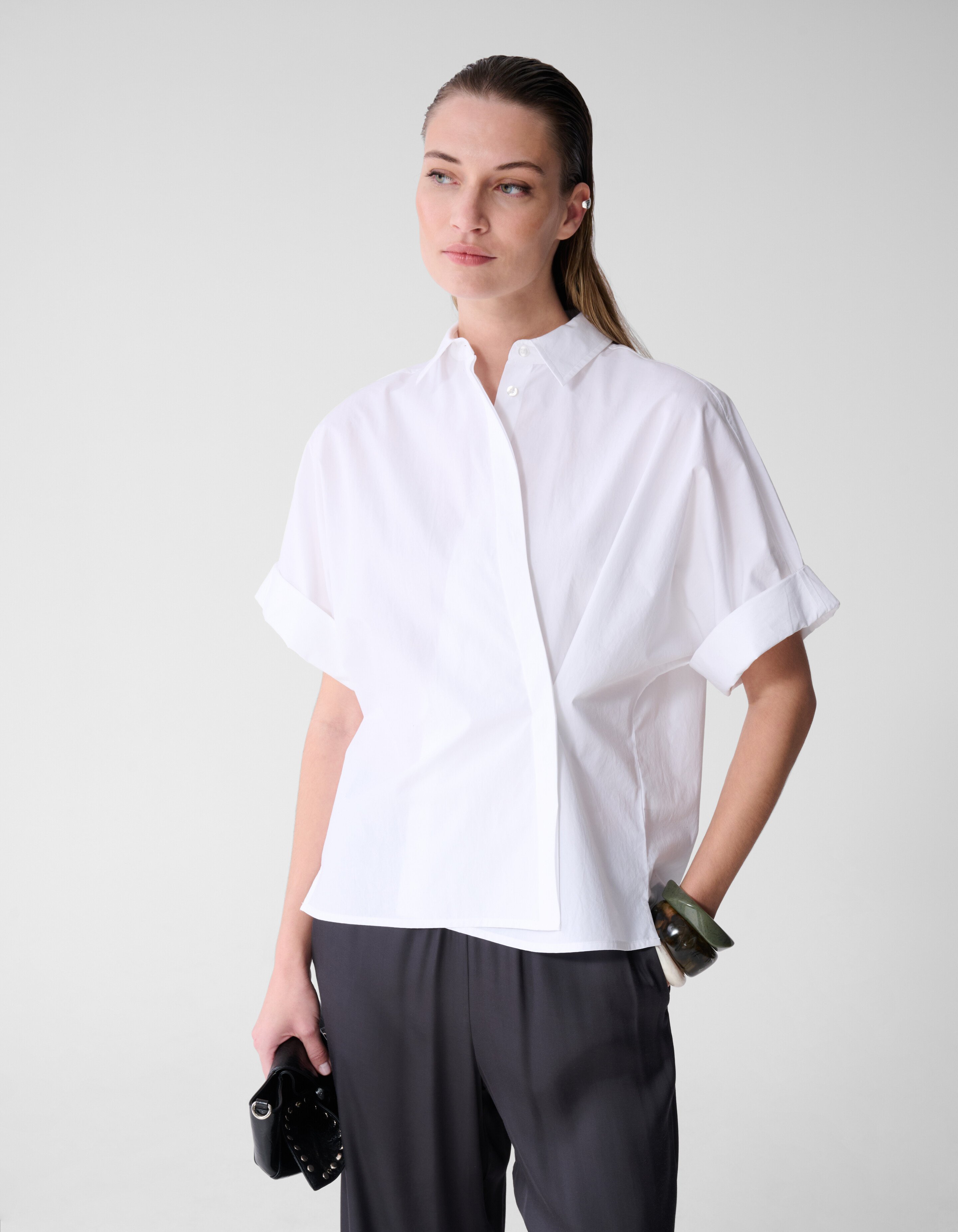 Oversized Short Sleeve Blouse Wit By Lonneke SHOEBY WOMEN