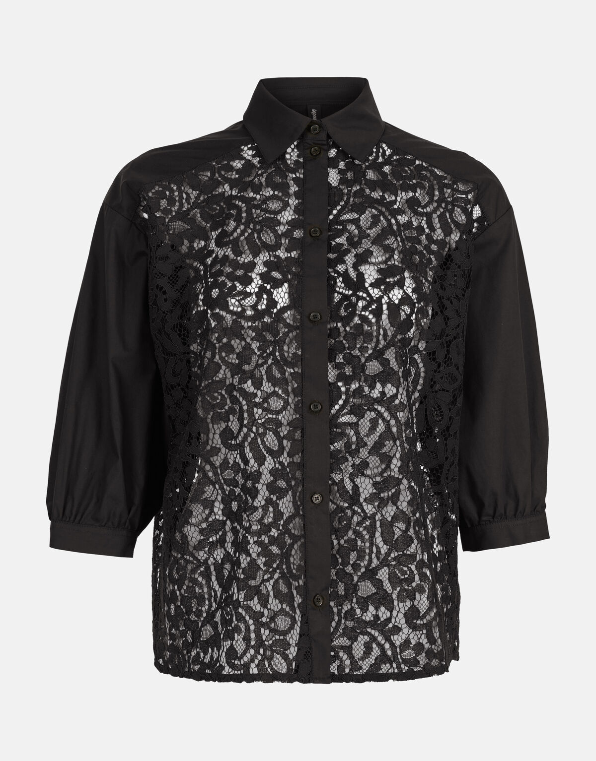 Kanten Poplin Blouse Zwart SHOEBY WOMEN