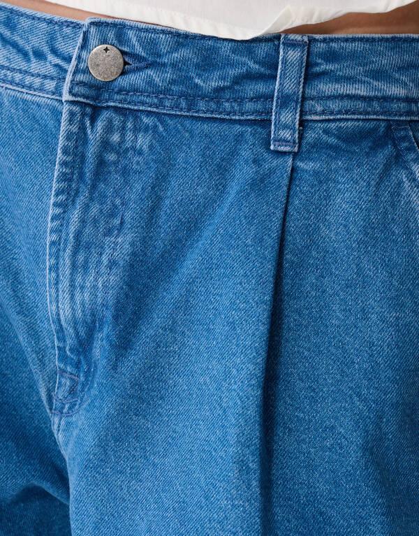 Pleated Wide Leg Fit Jeans Mediumstone SHOEBY WOMEN