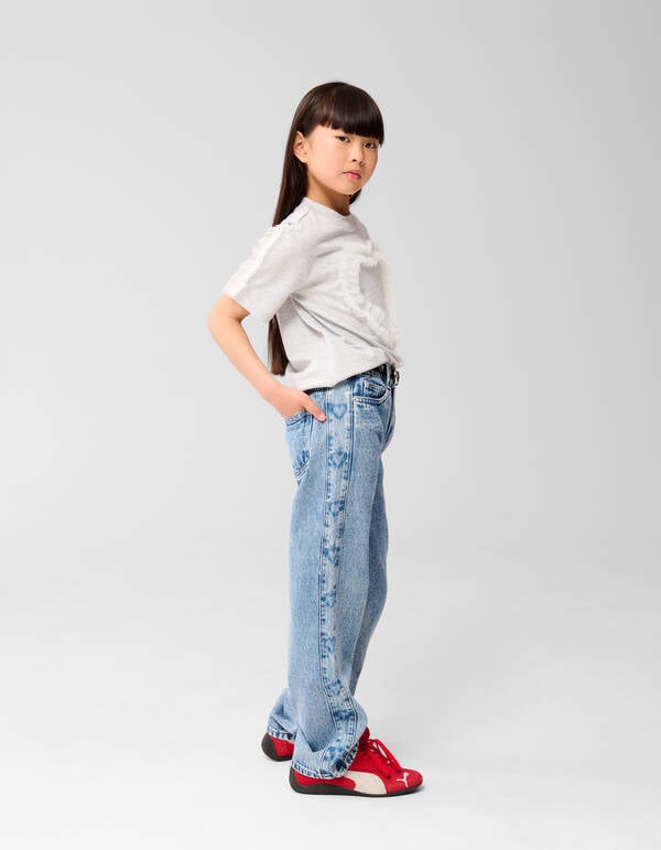 Heart Wide Leg Jeans Blauw SHOEBY ACCESSOIRES