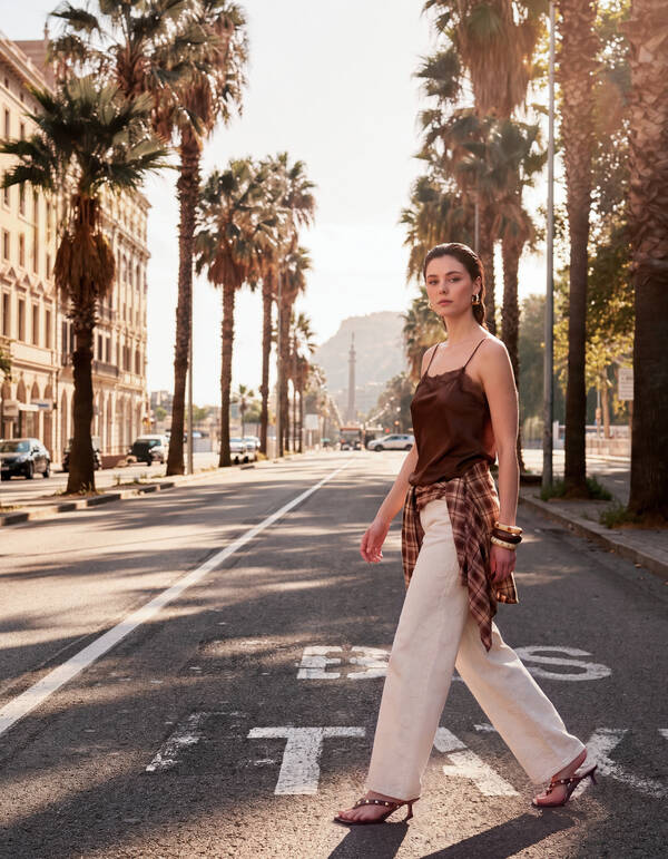 Polkadot Baggy Fit Jeans Gebroken Wit SHOEBY WOMEN