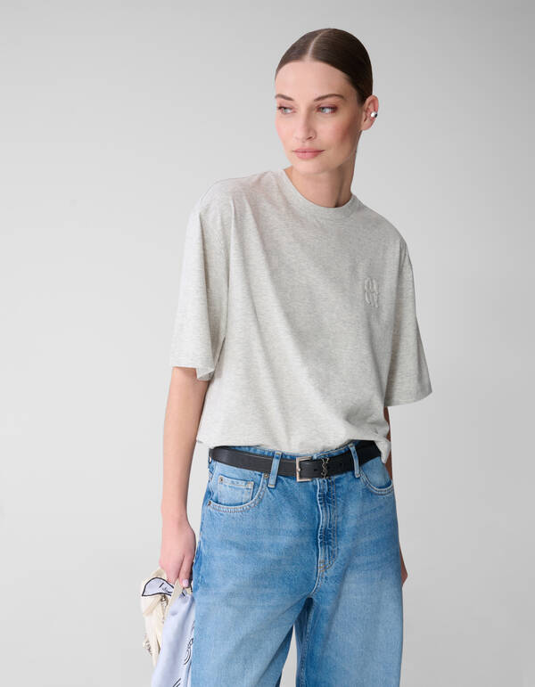 Oversized Logo T-shirt Lichtgrijs By Mieke SHOEBY WOMEN