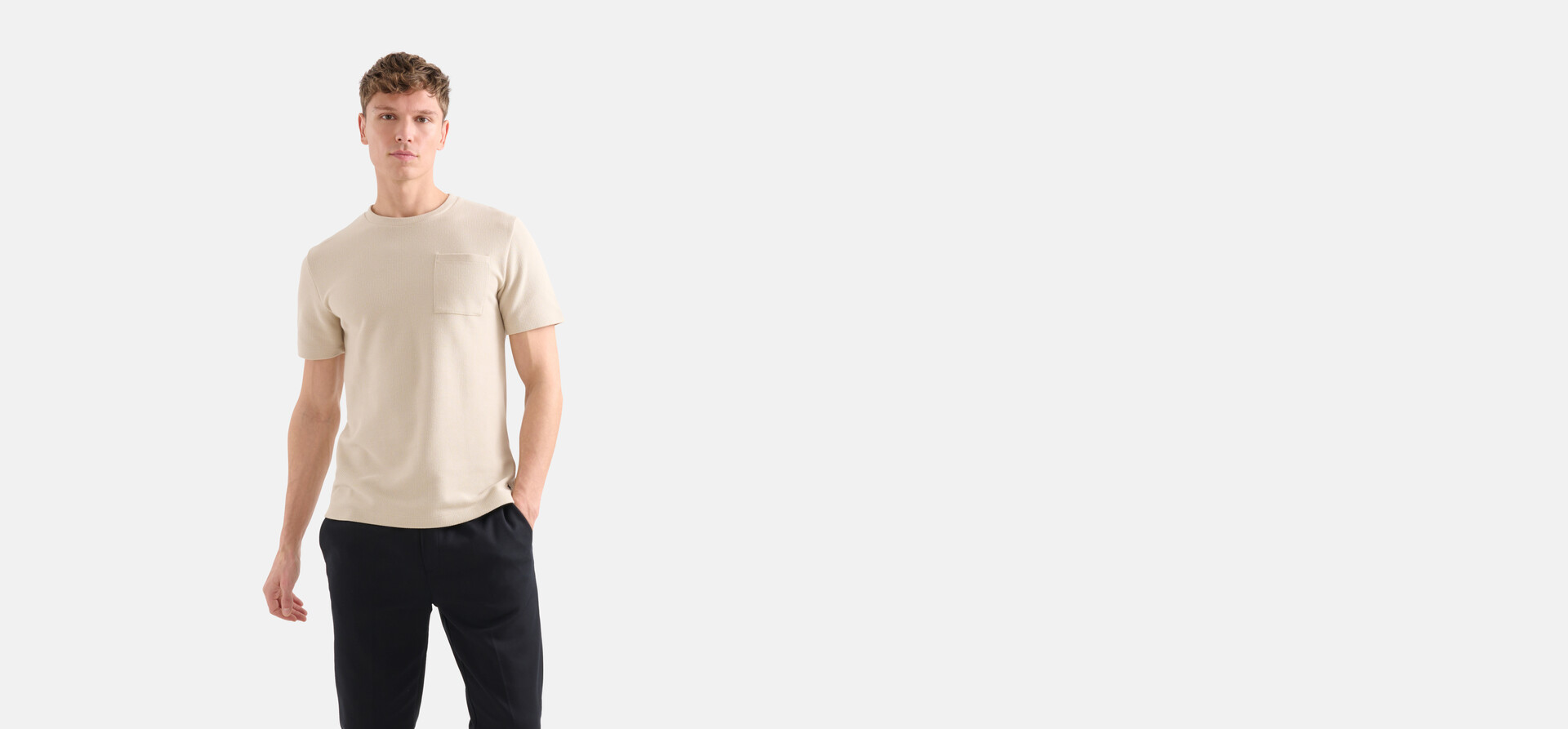 Structuur T-shirt Beige SHOEBY MEN