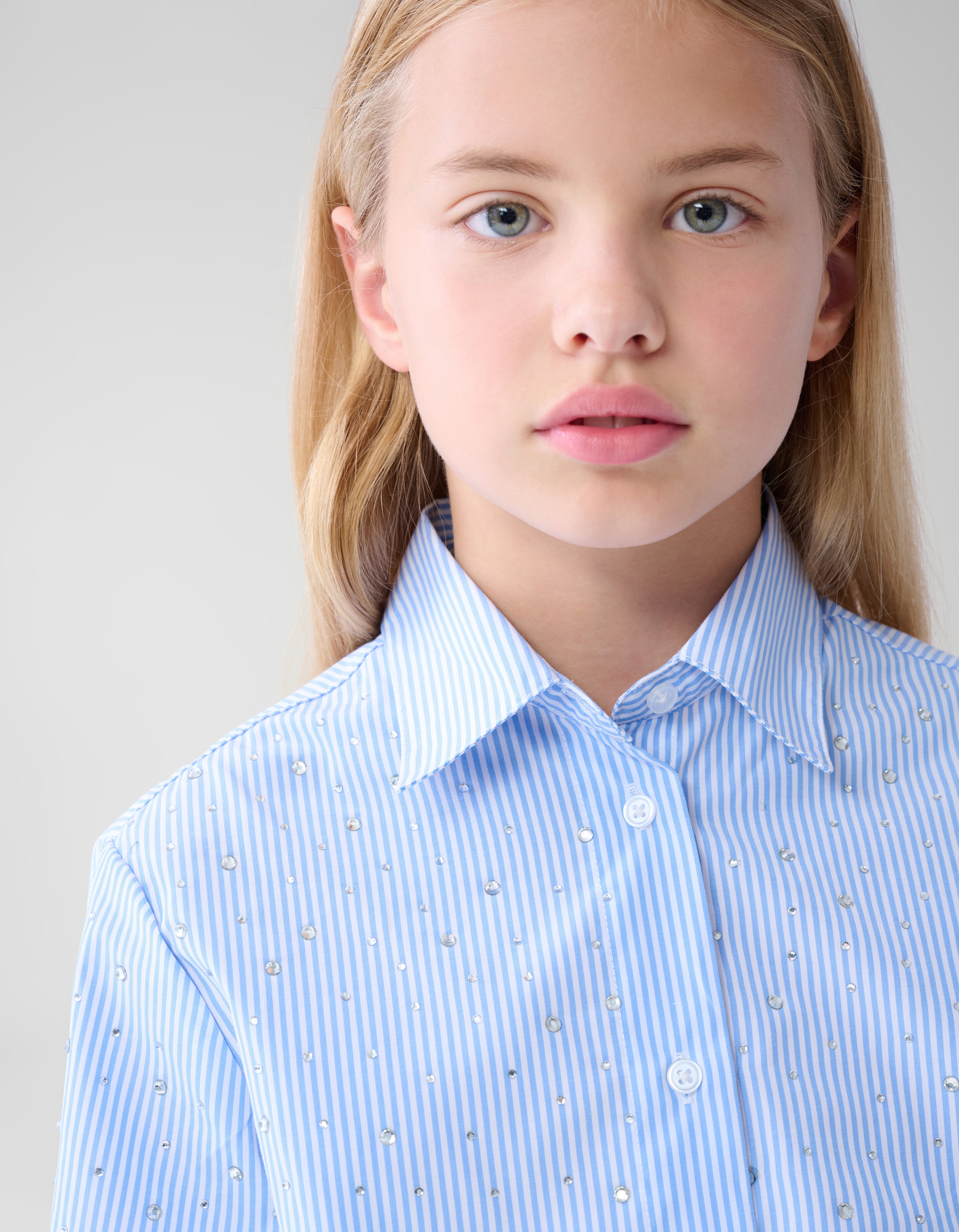 Pinstripe Strass Blouse Lichtblauw SHOEBY GIRLS