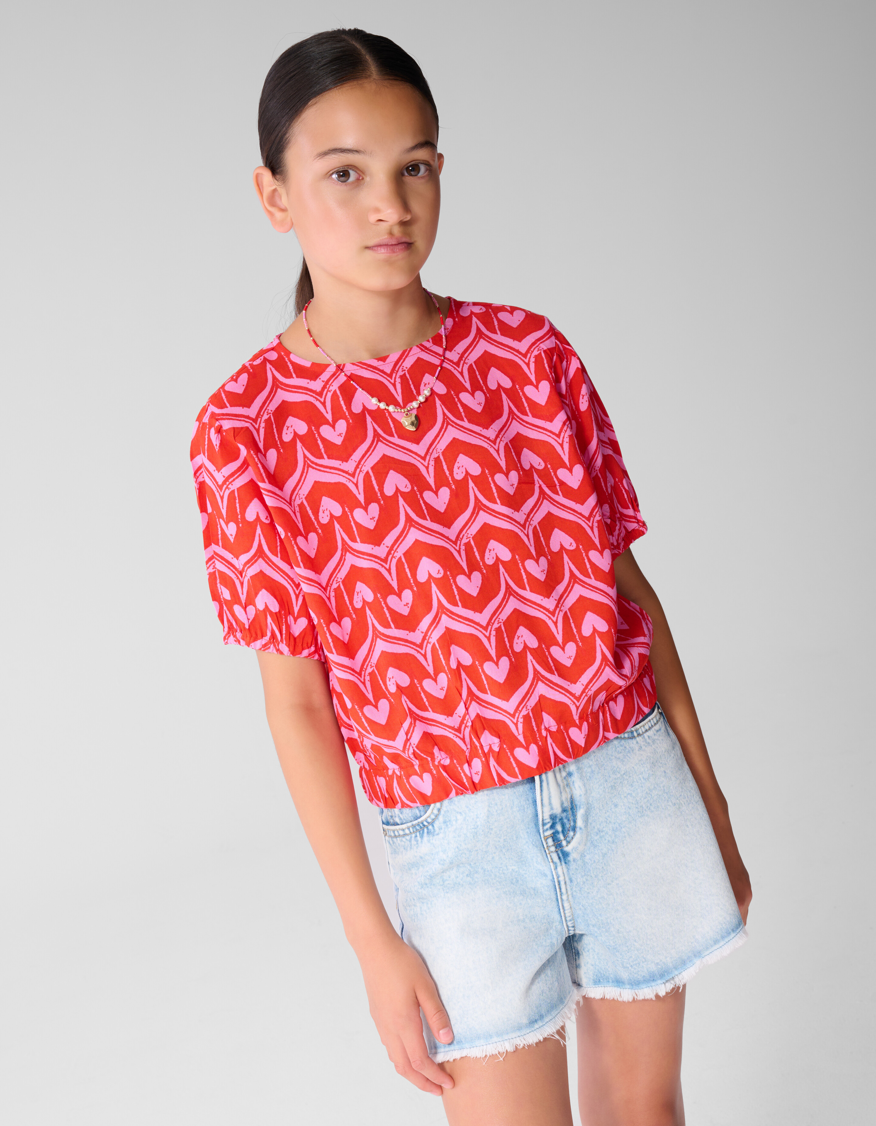 Heart Print Top Roze/Rood SHOEBY GIRLS