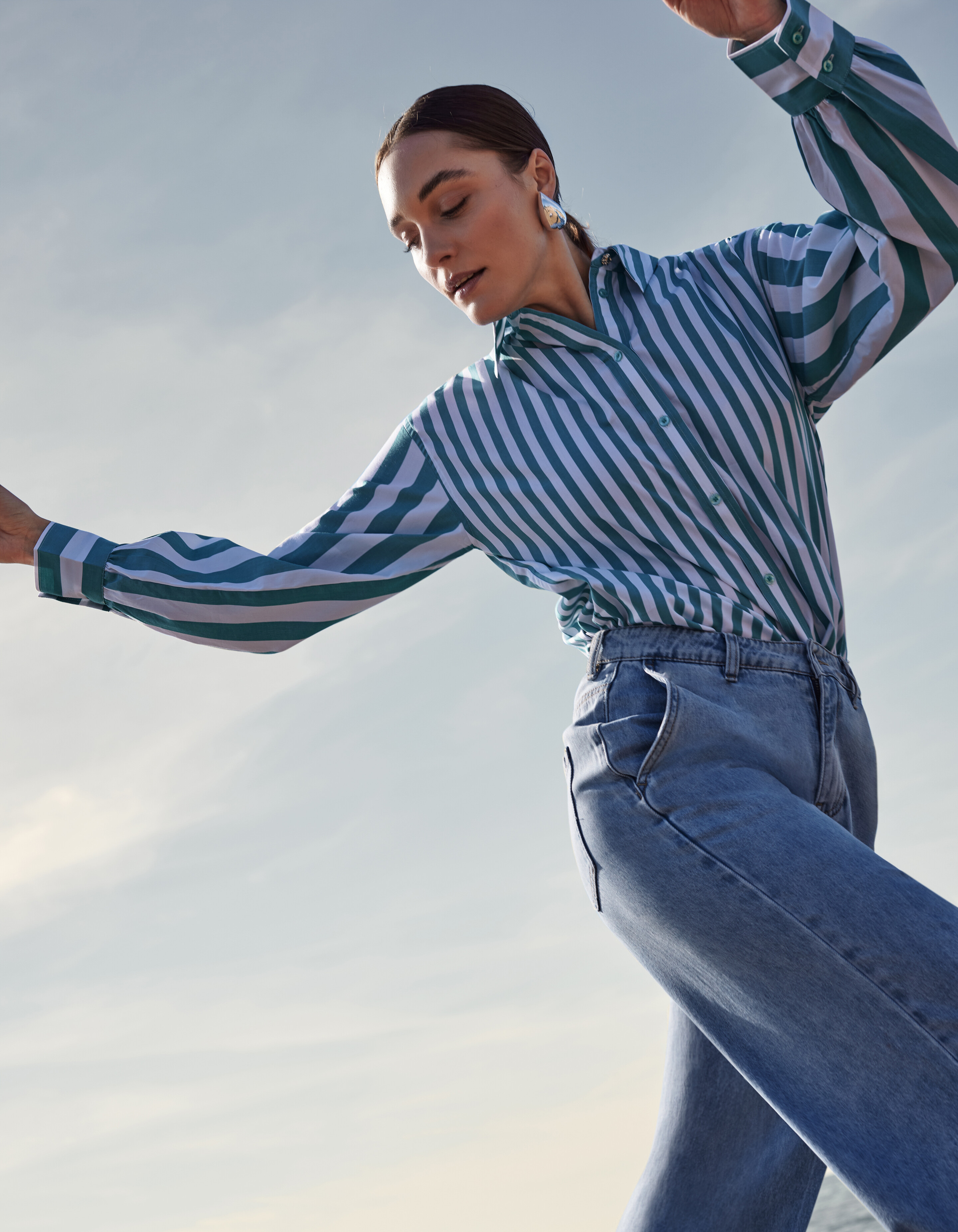 Pinstripe Blouse Groen By Mieke SHOEBY WOMEN