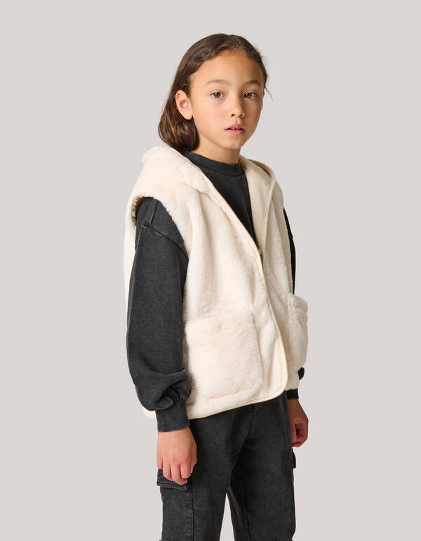 Faux Fur Vest Gebroken Wit SHOEBY GIRLS