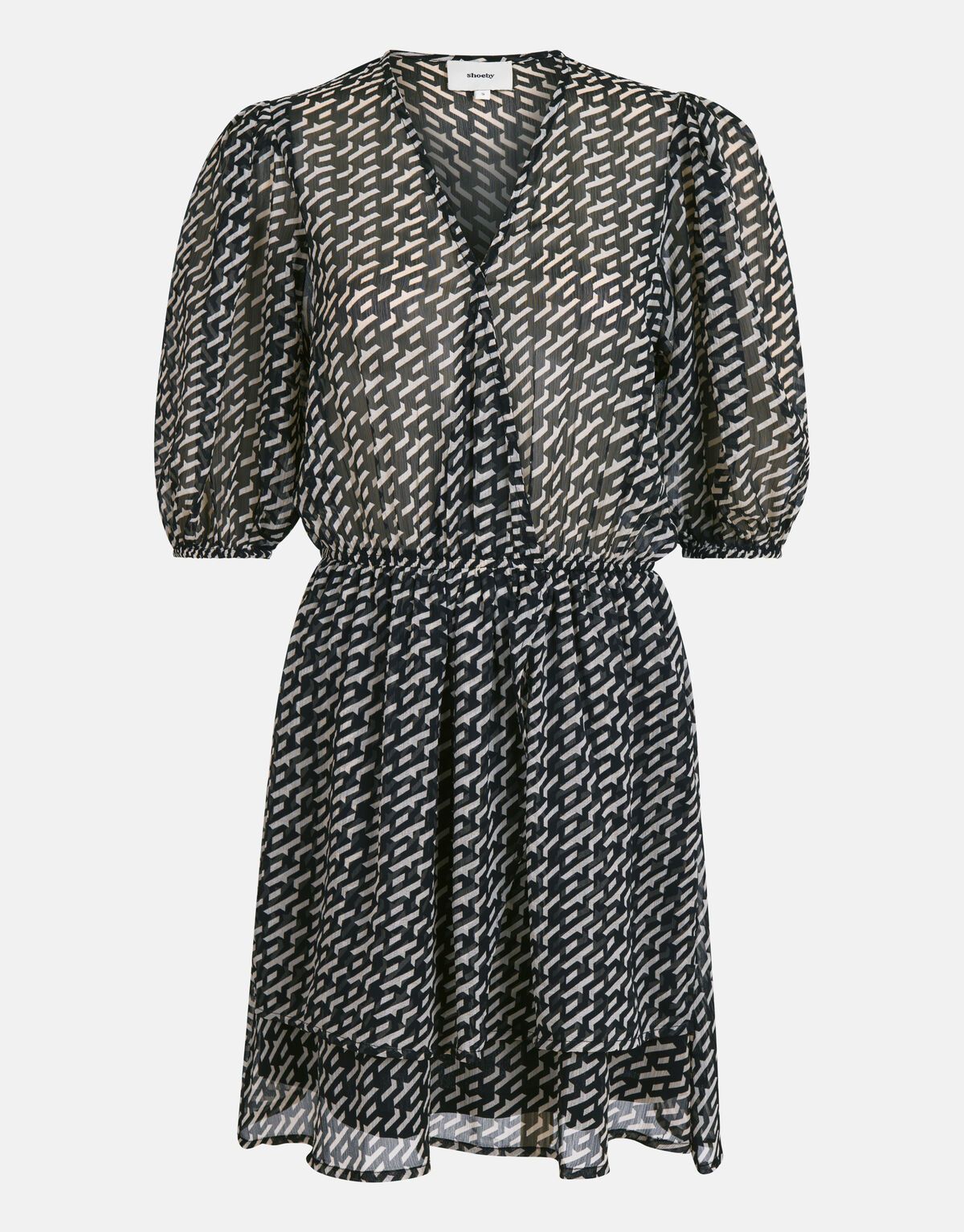 Grafische Chiffon Jurk Zwart/Wit SHOEBY WOMEN