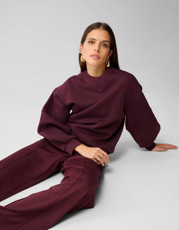 Basis Wide Leg Broek Donkerrood SHOEBY WOMEN