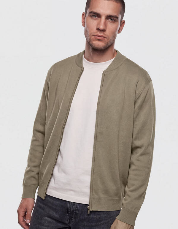 Gebreide Bomber Jack Groen SHOEBY MEN