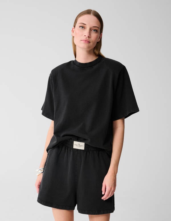 Washed Sweat T-shirt Donkergrijs SHOEBY WOMEN