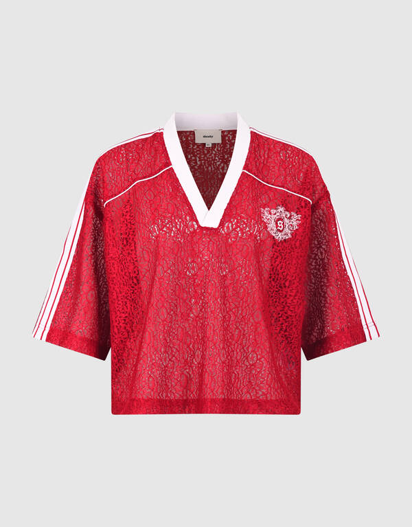 Sporty Kanten T-shirt Rood SHOEBY WOMEN