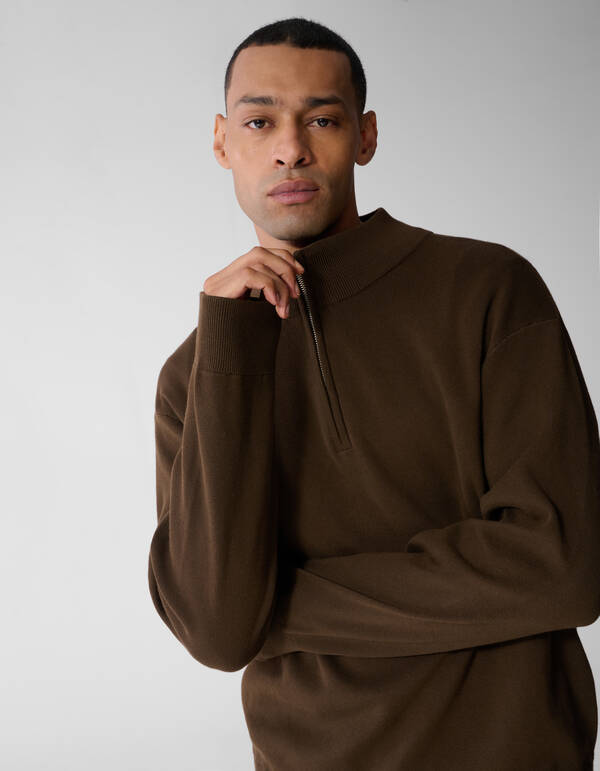 Turtle Half Zip Trui Bruin SHOEBY MEN