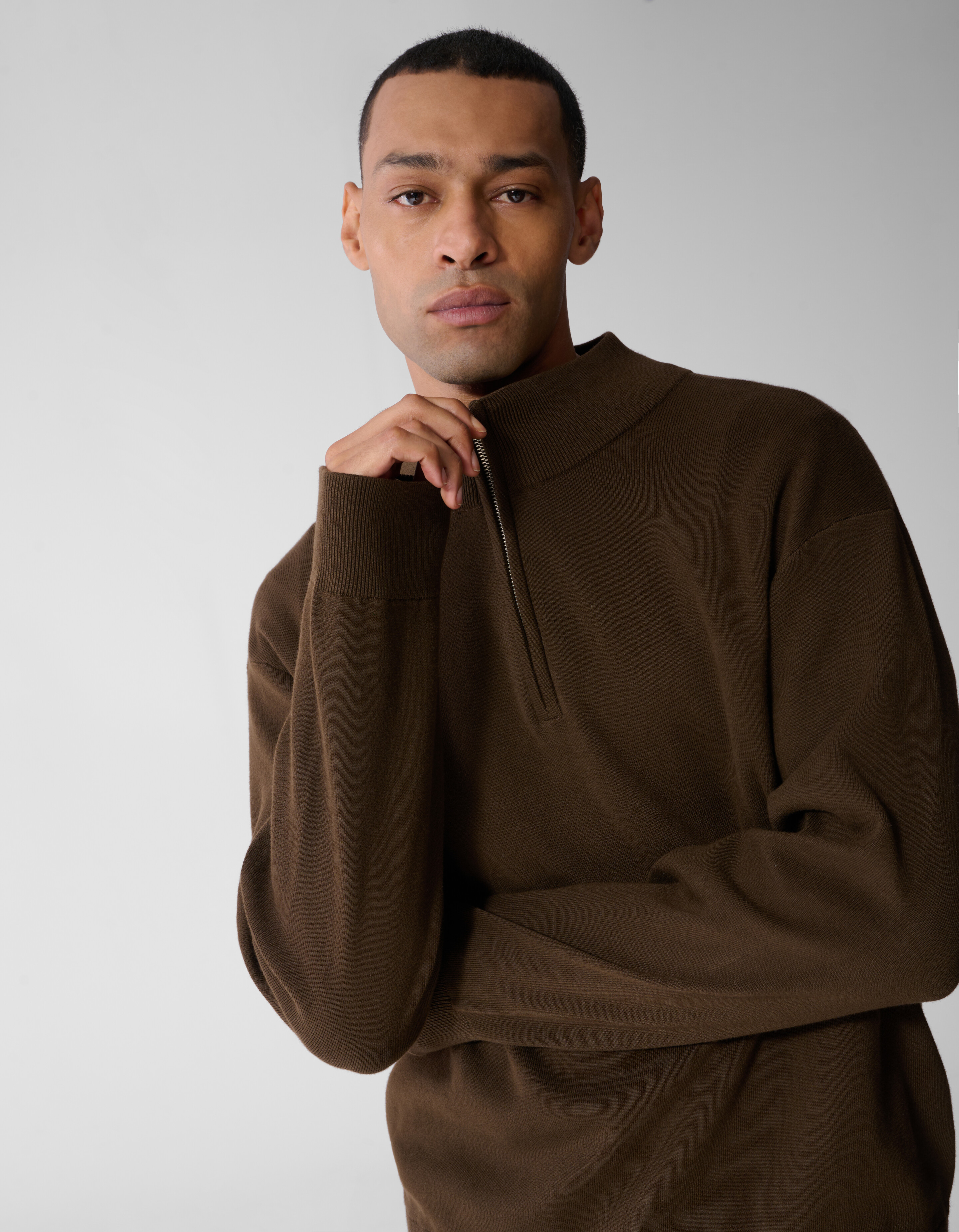 Turtle Half Zip Trui Bruin SHOEBY MEN