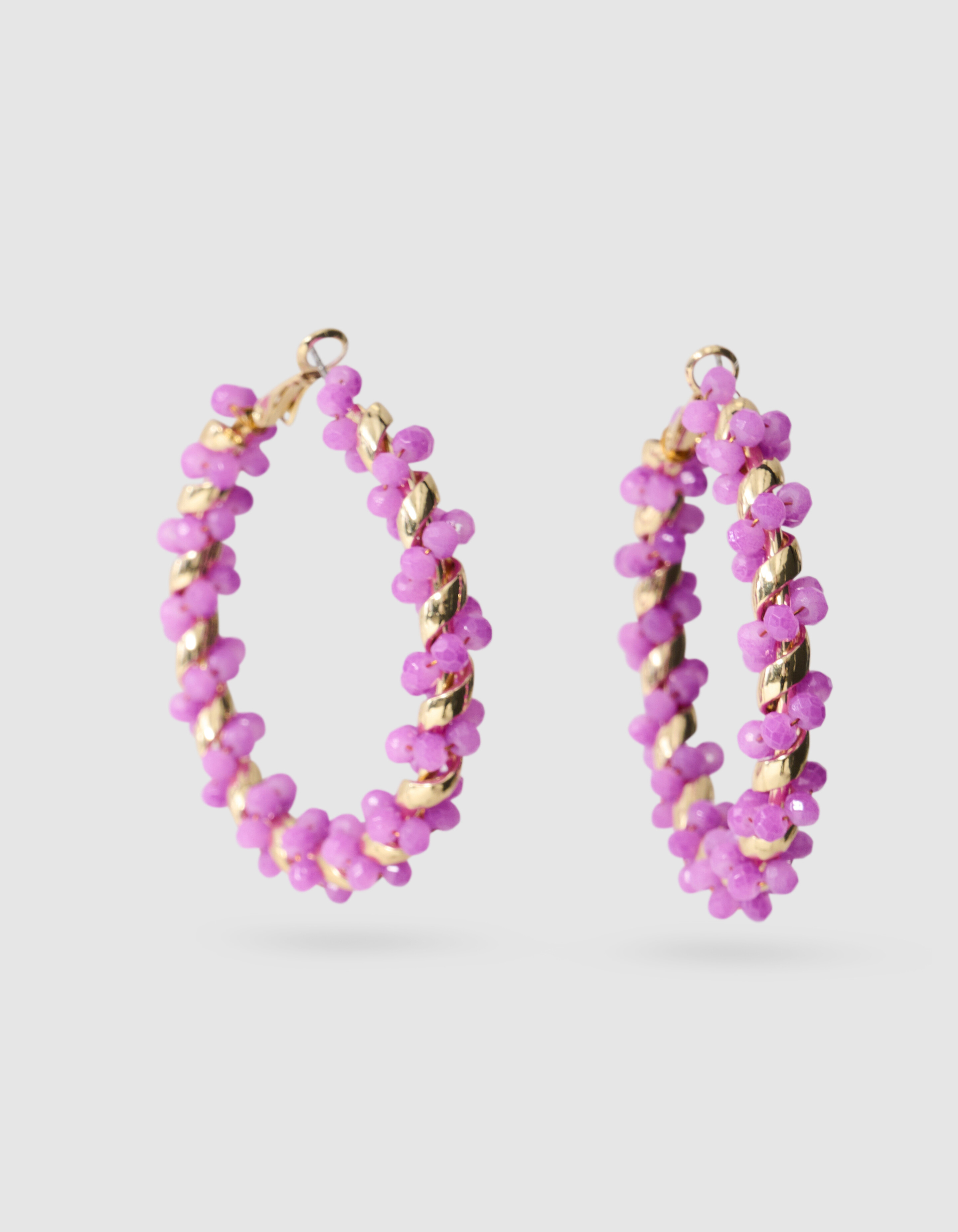 Twisted Beaded Hoop Oorbellen Lichtpaars SHOEBY ACCESSOIRES