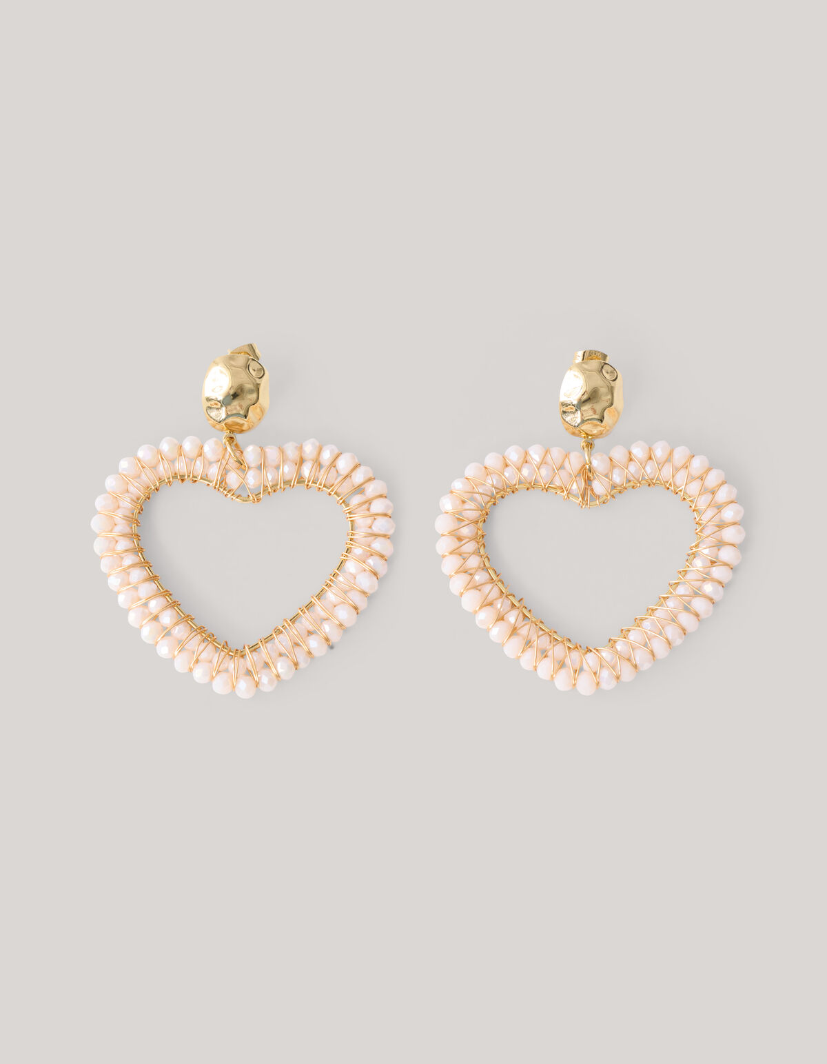 Beaded Heart Oorbellen Gebroken Wit SHOEBY ACCESSOIRES