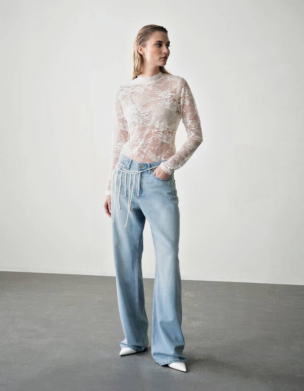 Soft Wide Leg Fit Jeans Bleached SHOEBY WOMEN