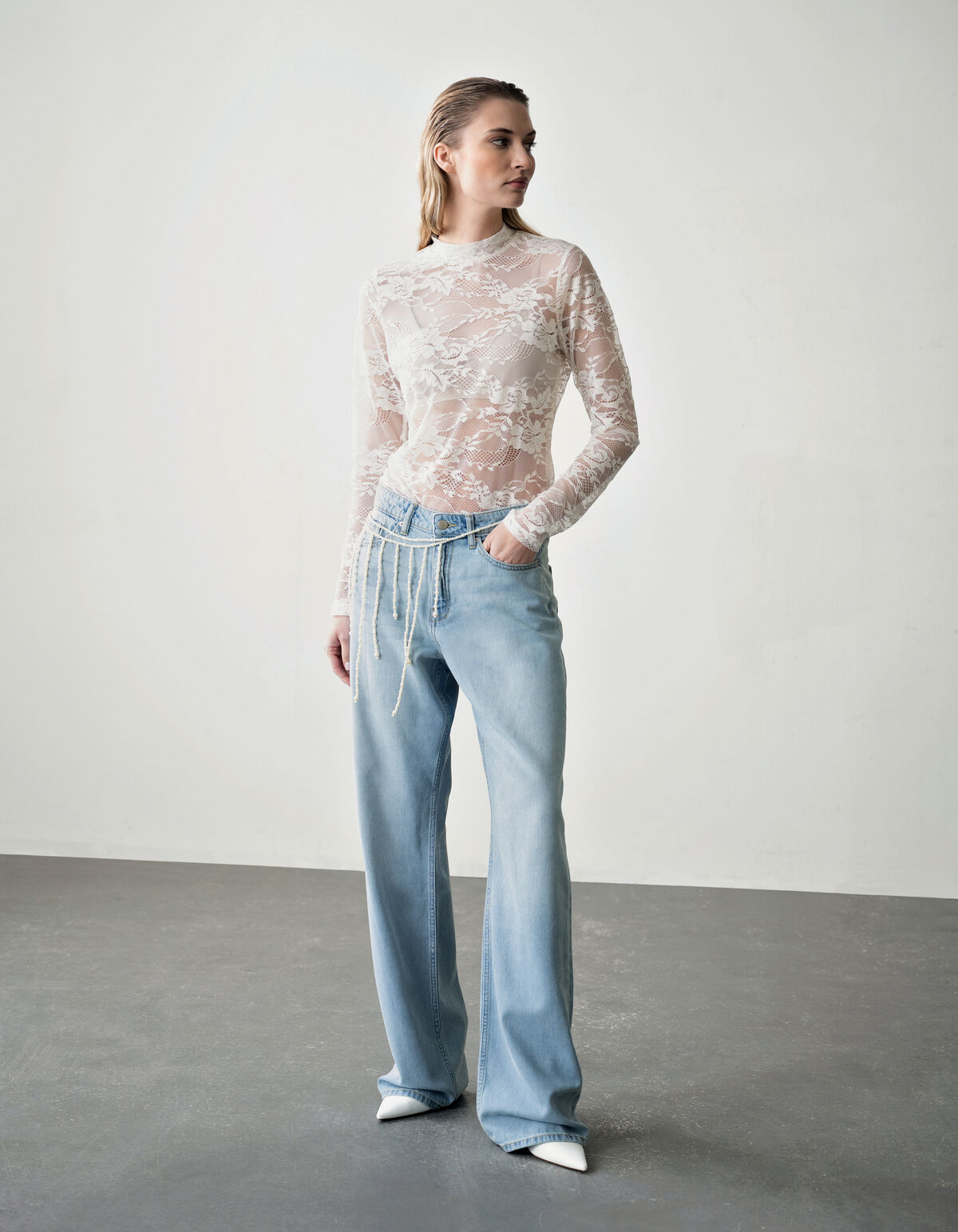 Soft Wide Leg Fit Jeans Bleached SHOEBY WOMEN