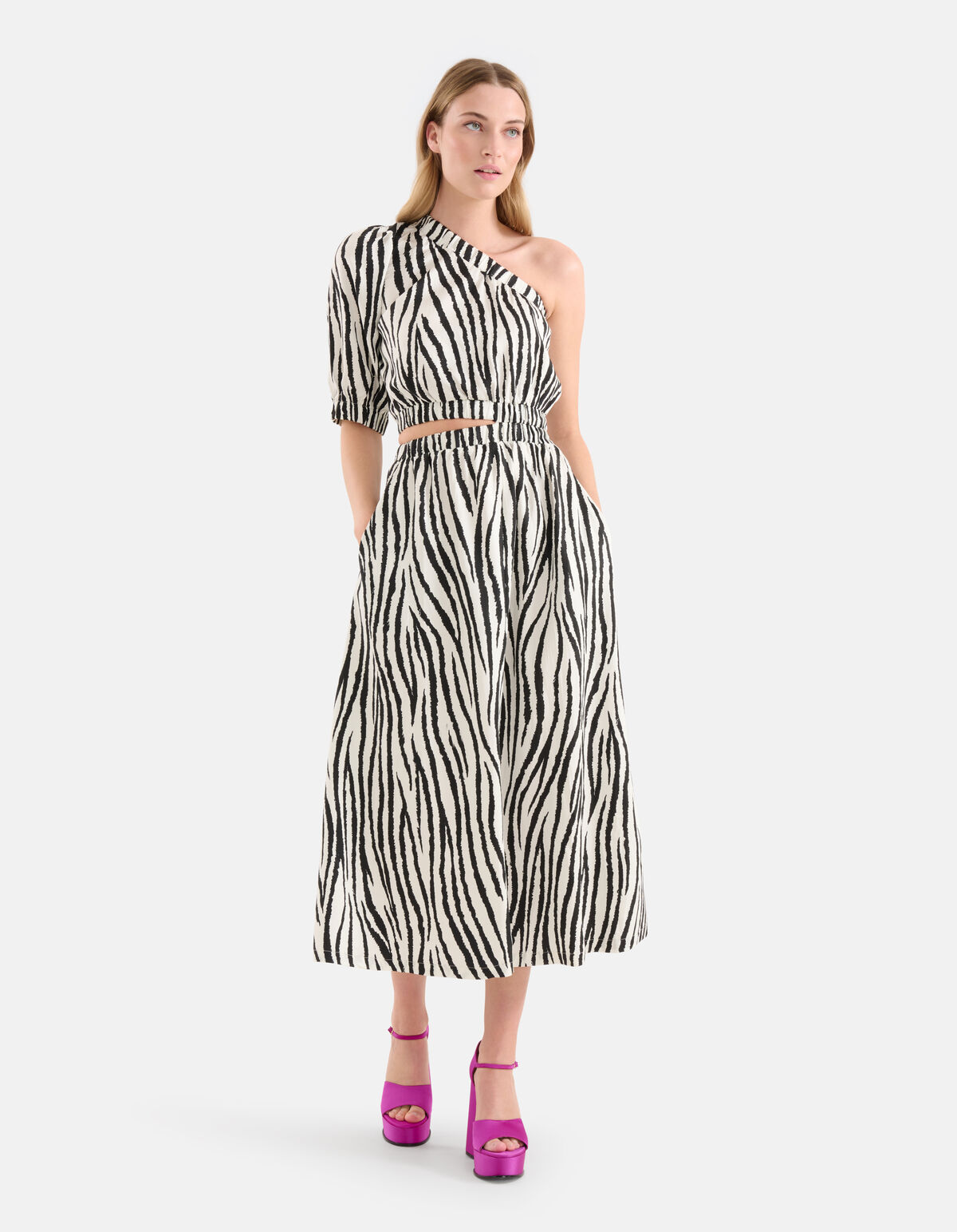 Zebra Printed Jurk Zwart/Wit SHOEBY WOMEN