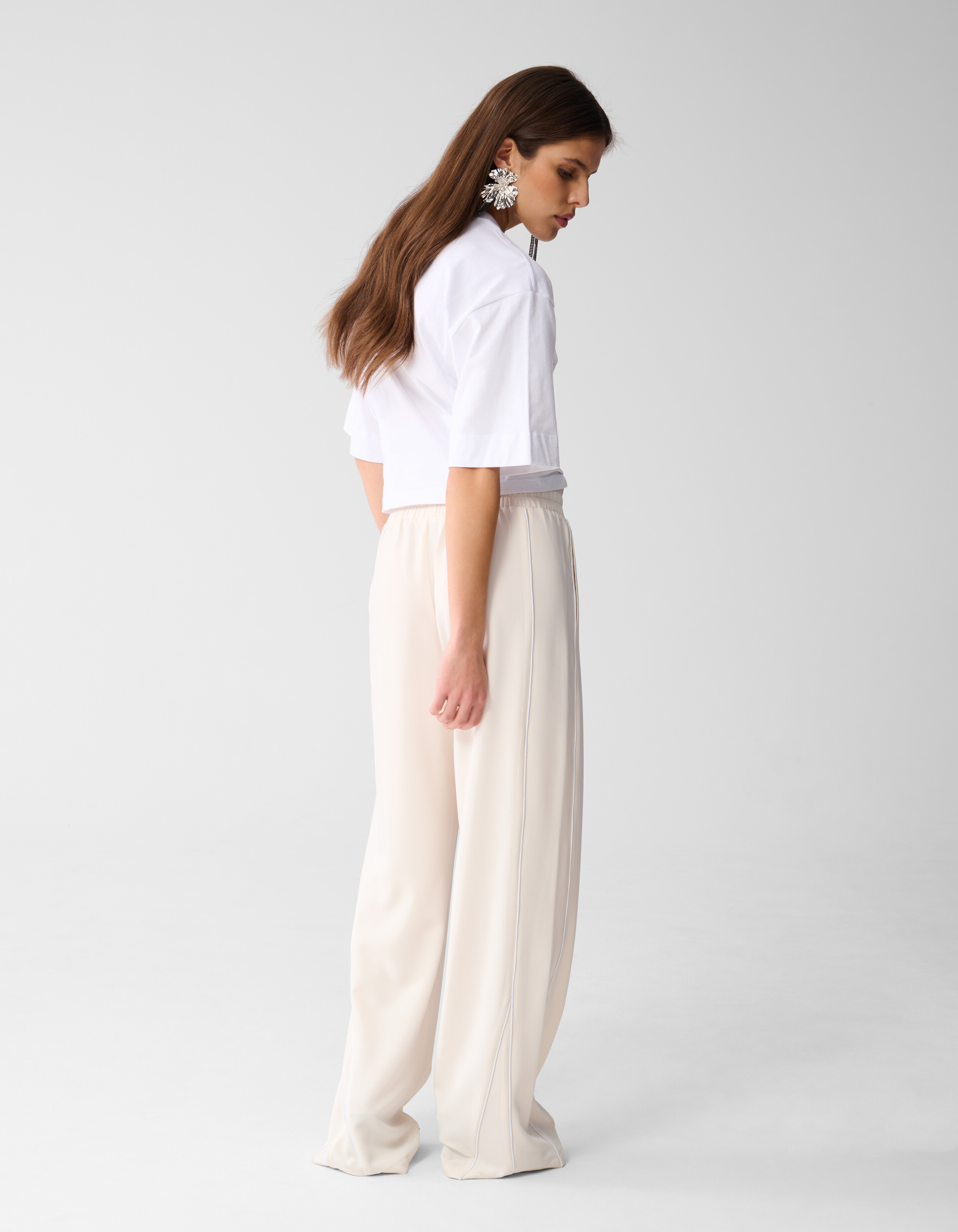 Sporty Wide Leg Broek Gebroken Wit SHOEBY WOMEN