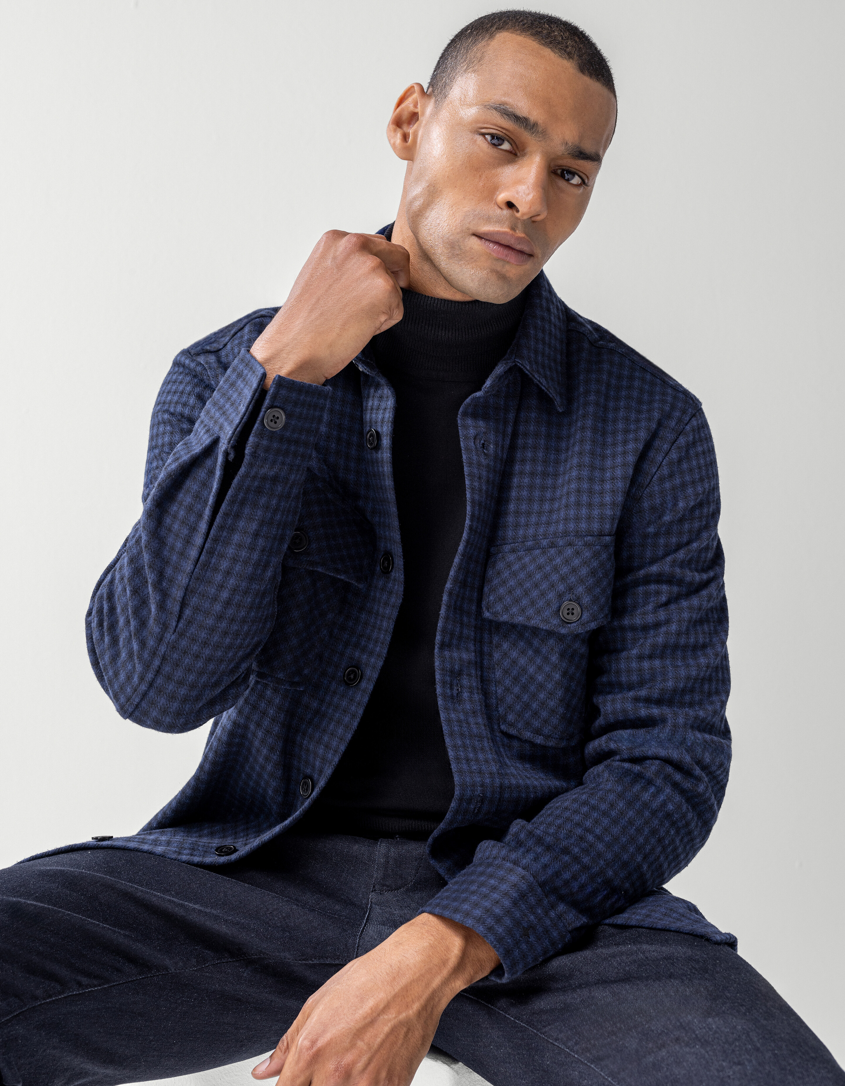 Ruiten Overshirt Donkerblauw SHOEBY MEN