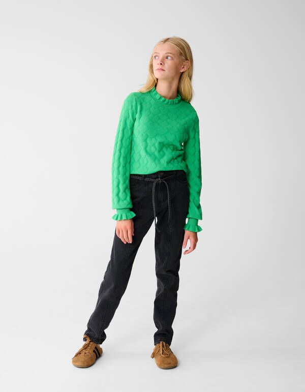 Heart Knit Top Groen SHOEBY GIRLS