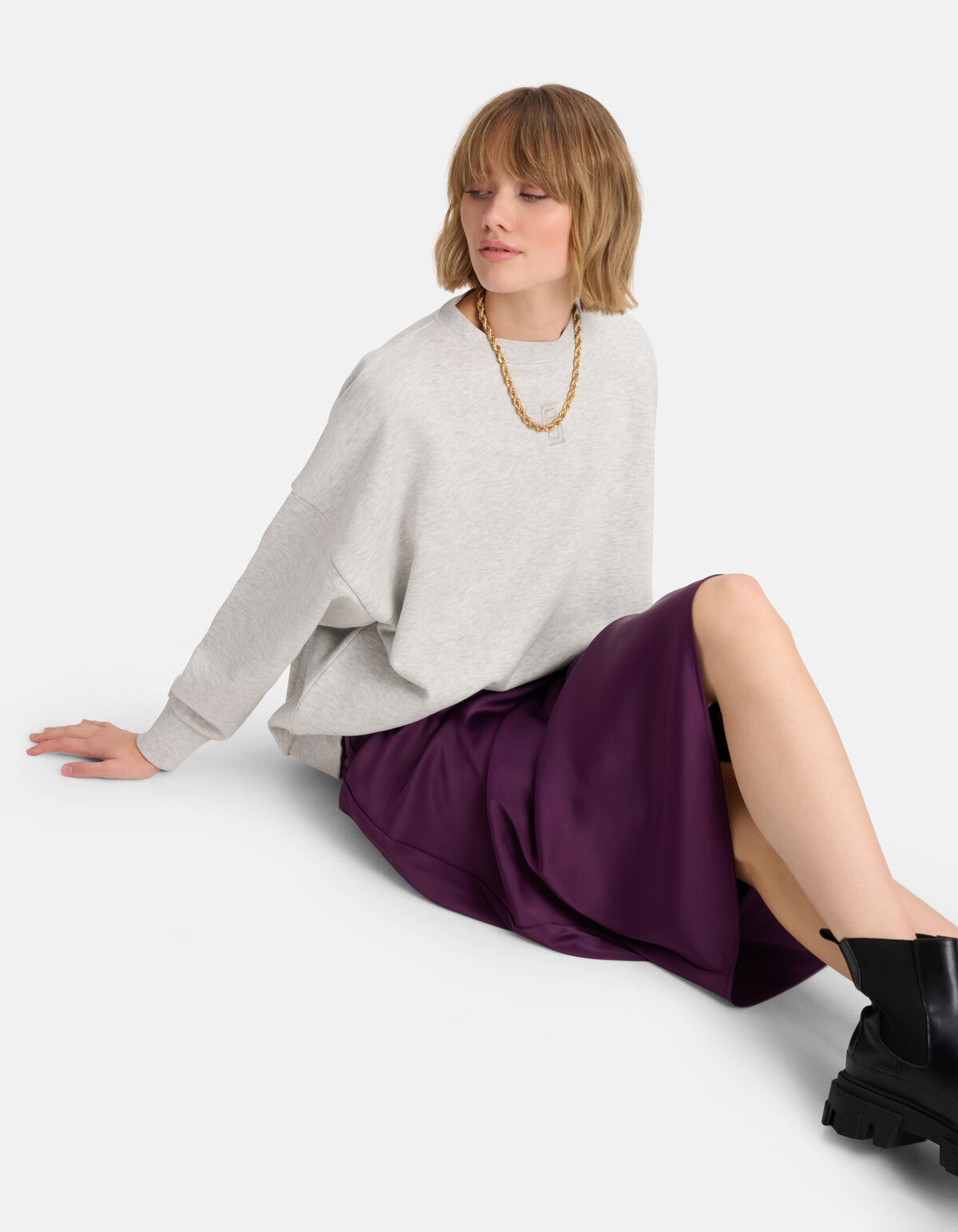 Satijnen Rok Donkerpaars SHOEBY WOMEN
