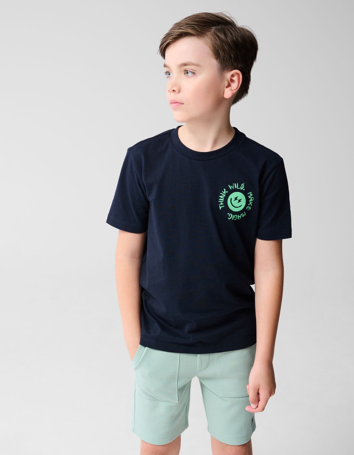 Smiley Artwork T-shirt Donkerblauw SHOEBY BOYS