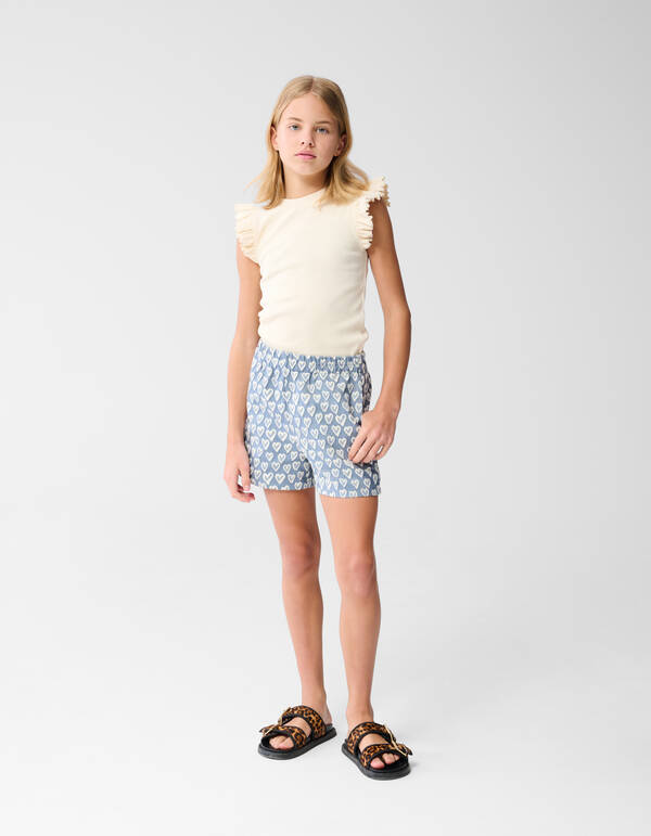Heart Embroidery Short Blauw SHOEBY GIRLS