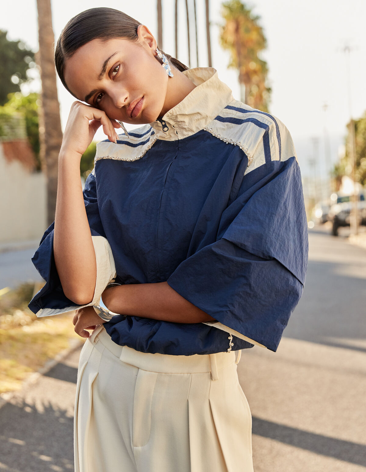 Oversized Sporty Track Jack Donkerblauw SHOEBY WOMEN