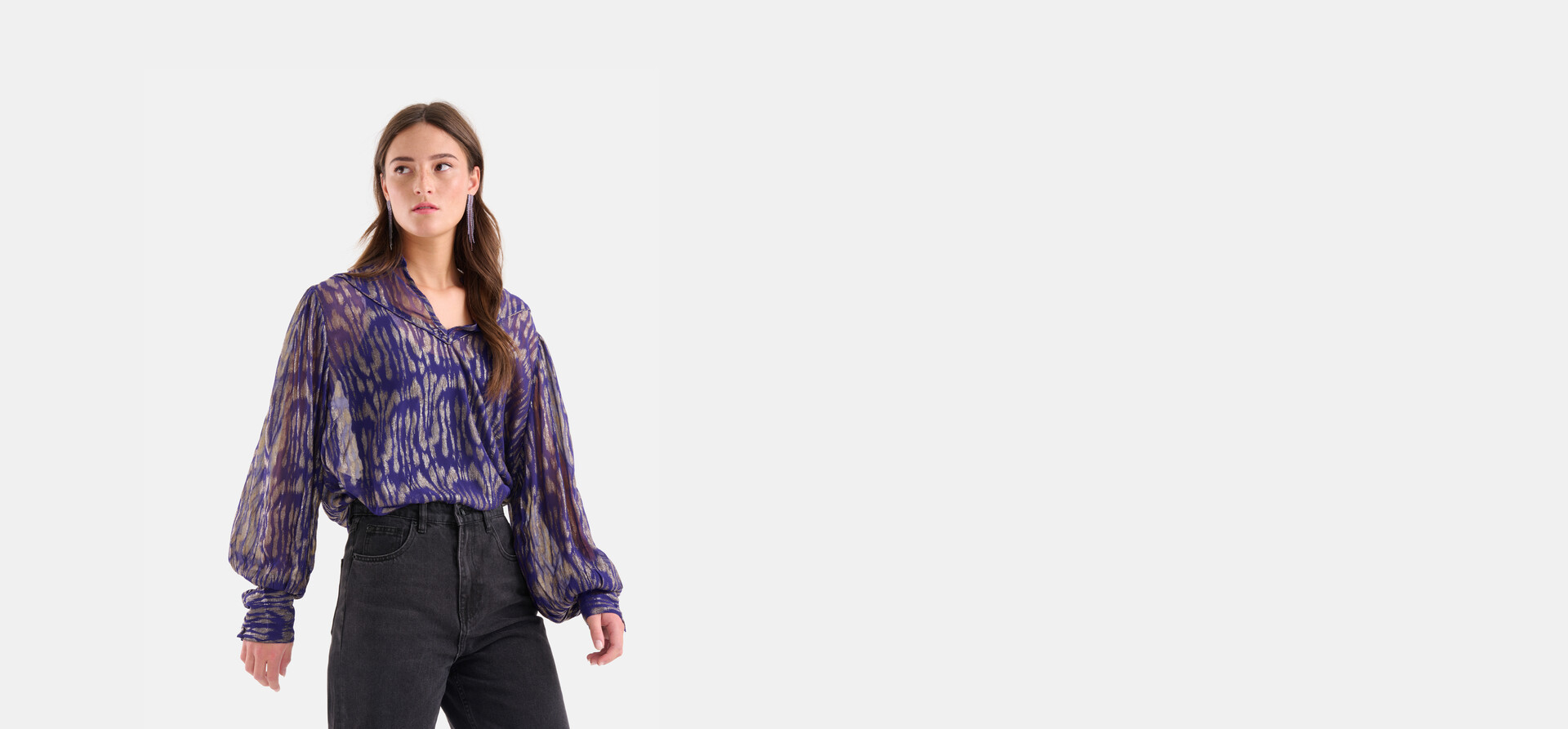Jacquard Lurex Blouse Paars SHOEBY WOMEN