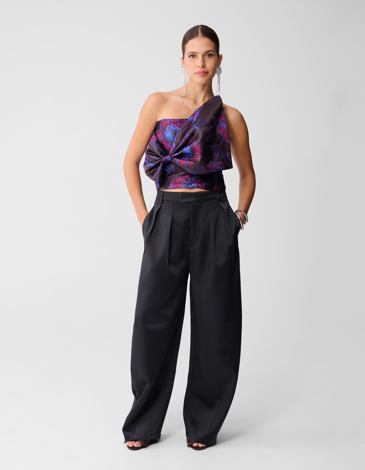 Heavy Satijnen Barrel Fit Broek Zwart SHOEBY WOMEN