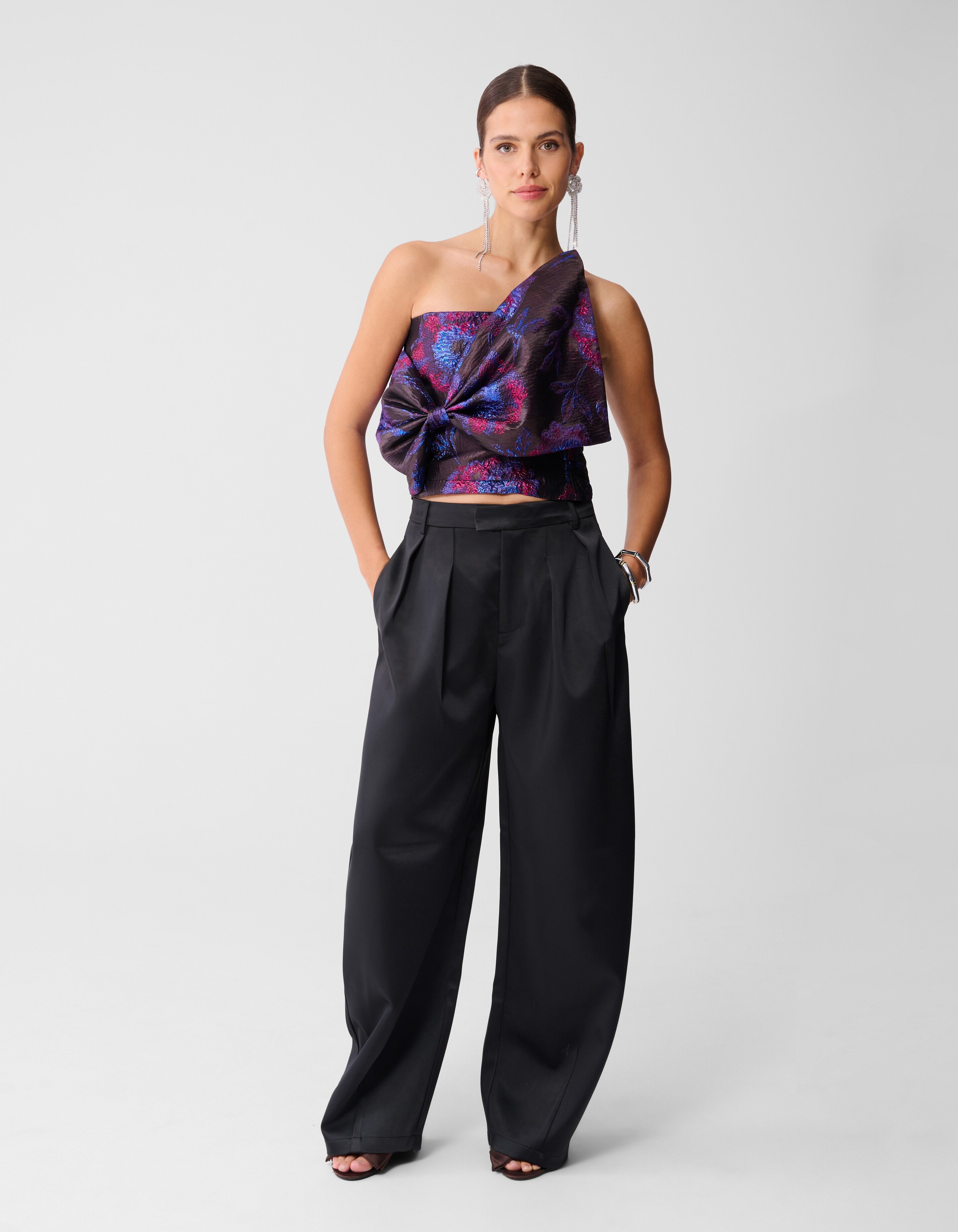 Heavy Satijnen Barrel Fit Broek Zwart SHOEBY WOMEN