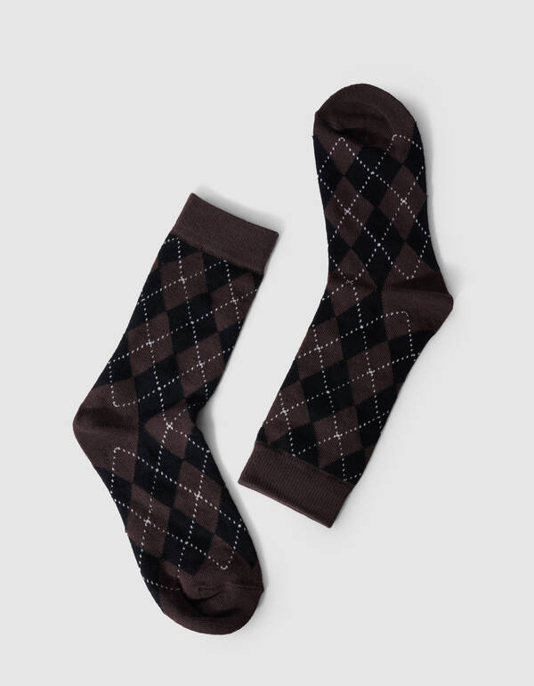 Ruiten Sokken Zwart/Donkerbruin SHOEBY ACCESSOIRES
