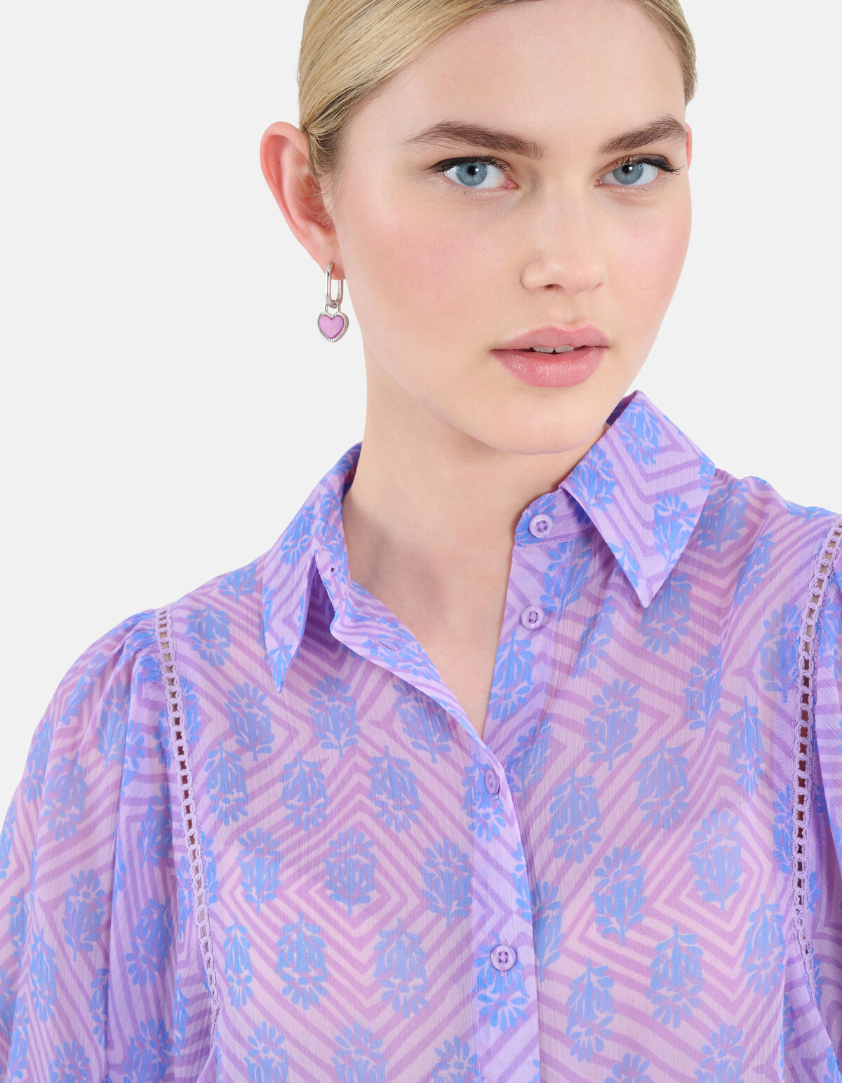 Printed Chiffon Blouse Paars SHOEBY WOMEN
