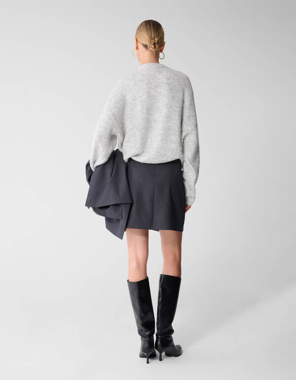 Ruiten Mini Rok Donkergrijs SHOEBY WOMEN