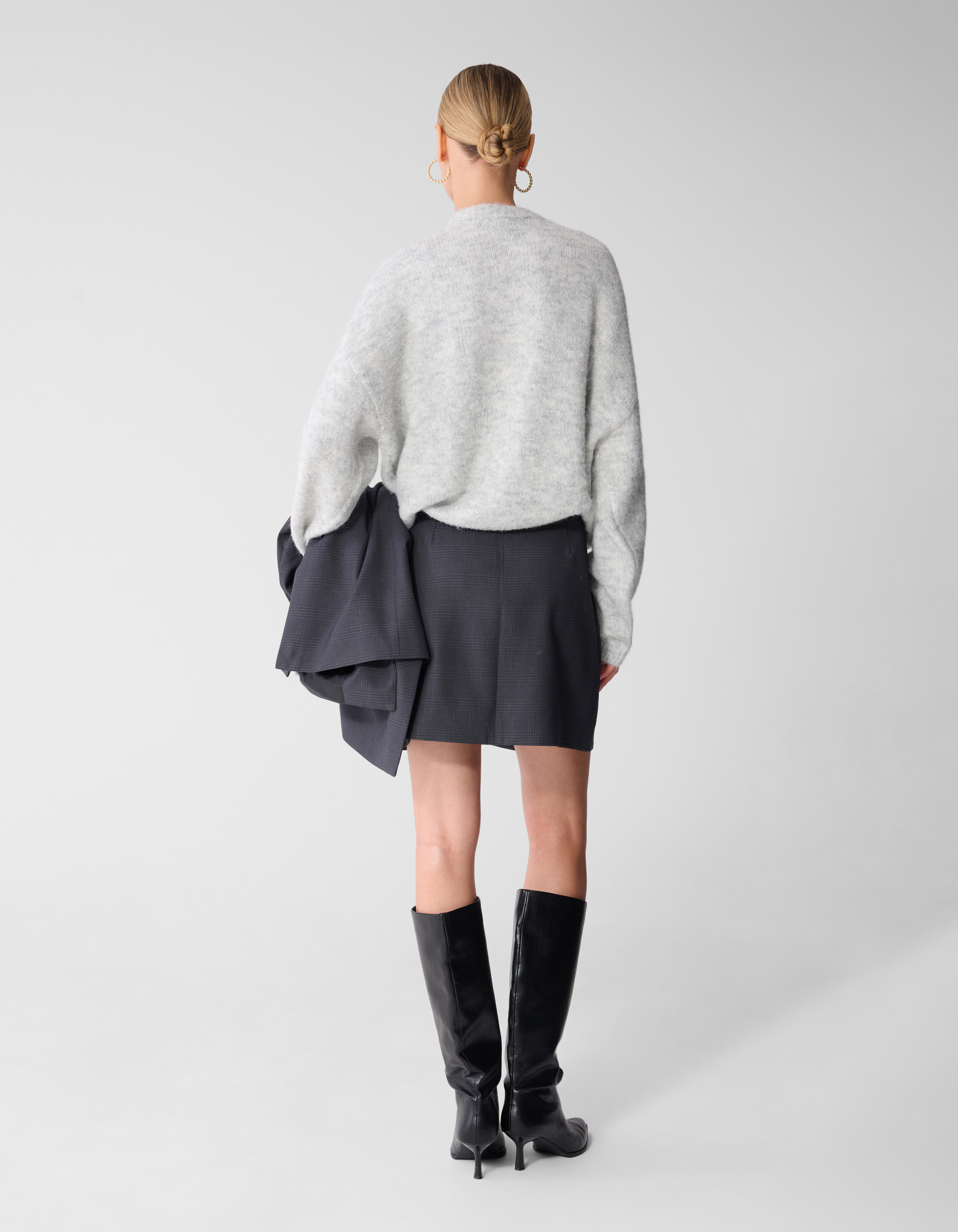 Ruiten Mini Rok Donkergrijs SHOEBY WOMEN